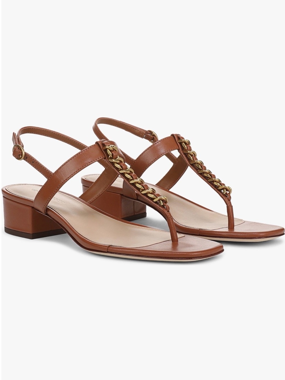 Veronica Beard T-strap Andie Slingback with Gold Chain. NWOT